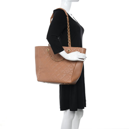 Chanel Calfskin Stitched Large Shopping Bag Brown 3 of 9
