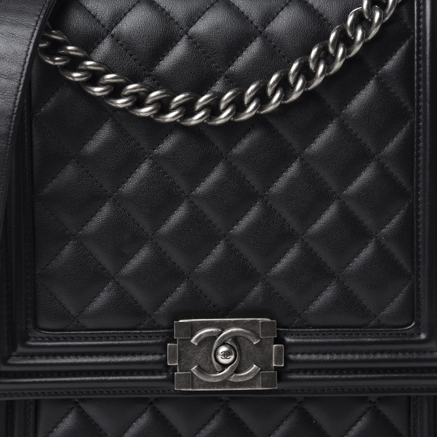 Chanel Calfskin Quilted North South Boy Flap Black 10 of 11