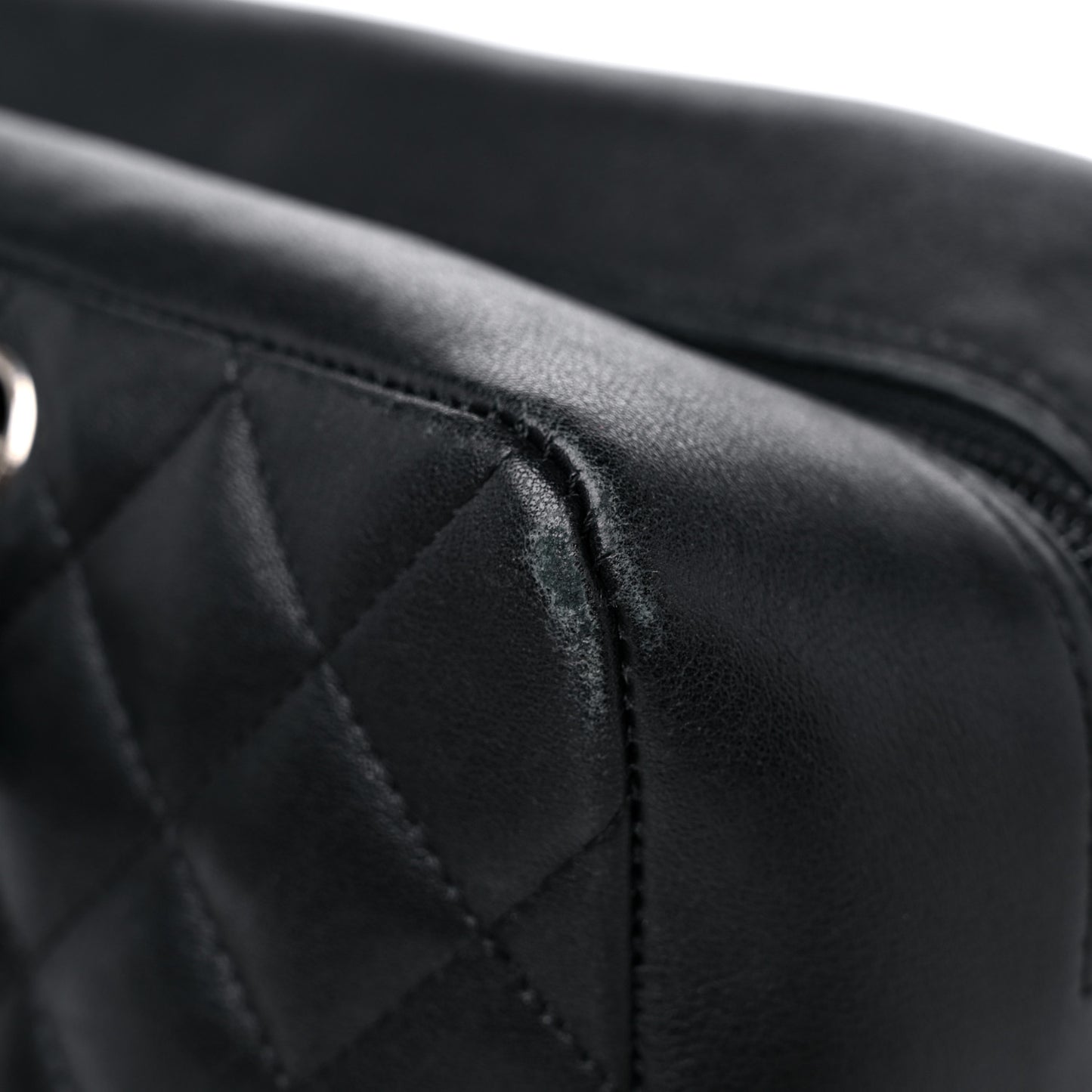 Calfskin Quilted Large Cambon Bowler Black White