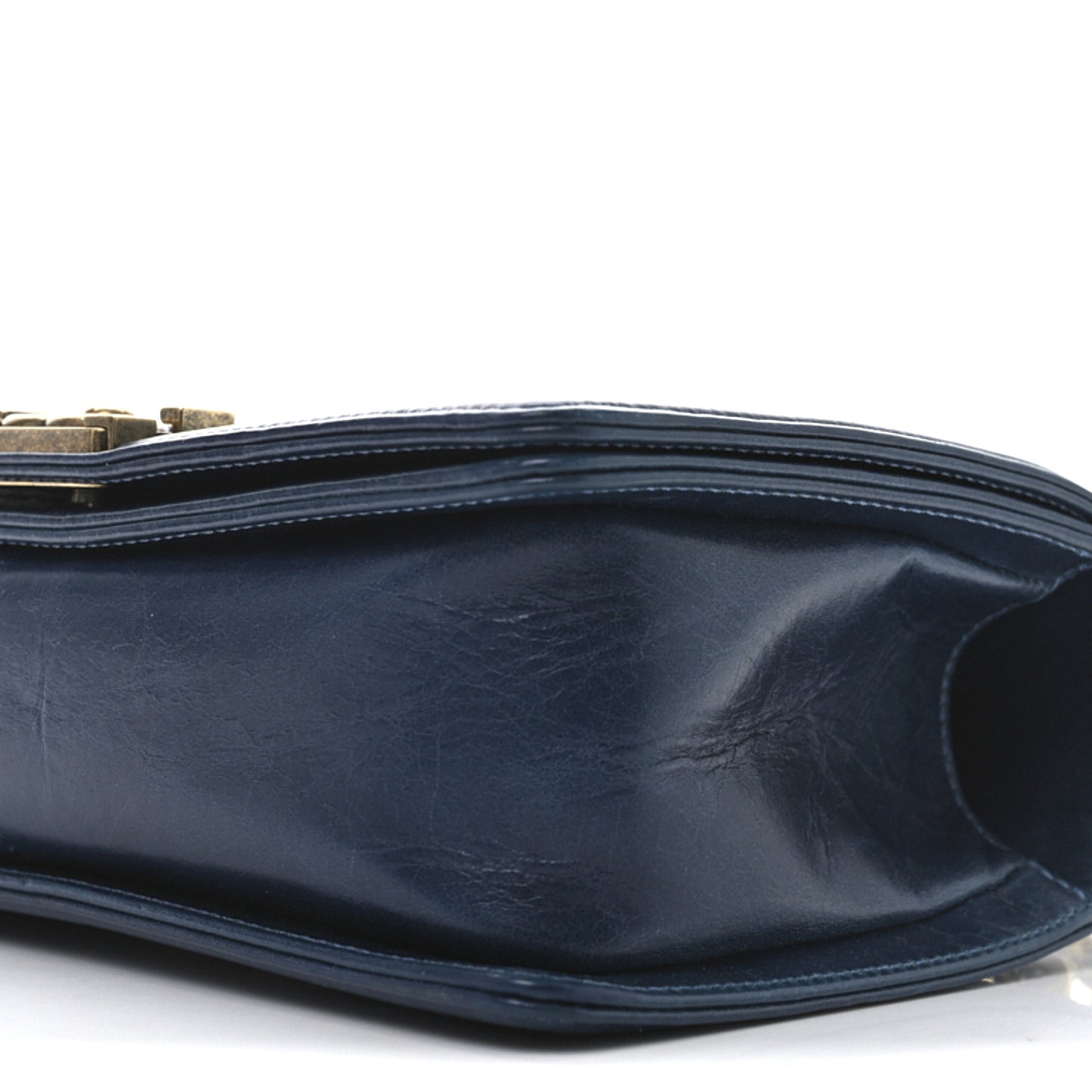 Glazed Calfskin Quilted Medium Boy Flap Blue