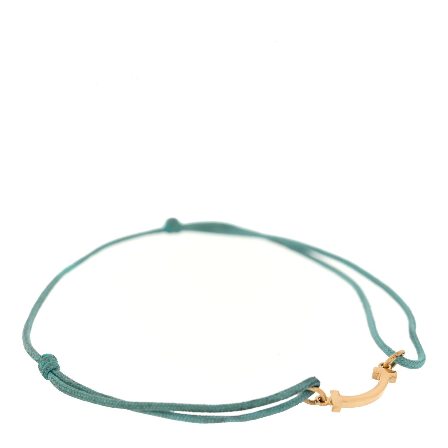 Tiffany 18K Yellow Gold Mini T Smile Cord Bracelet Blue 1845760