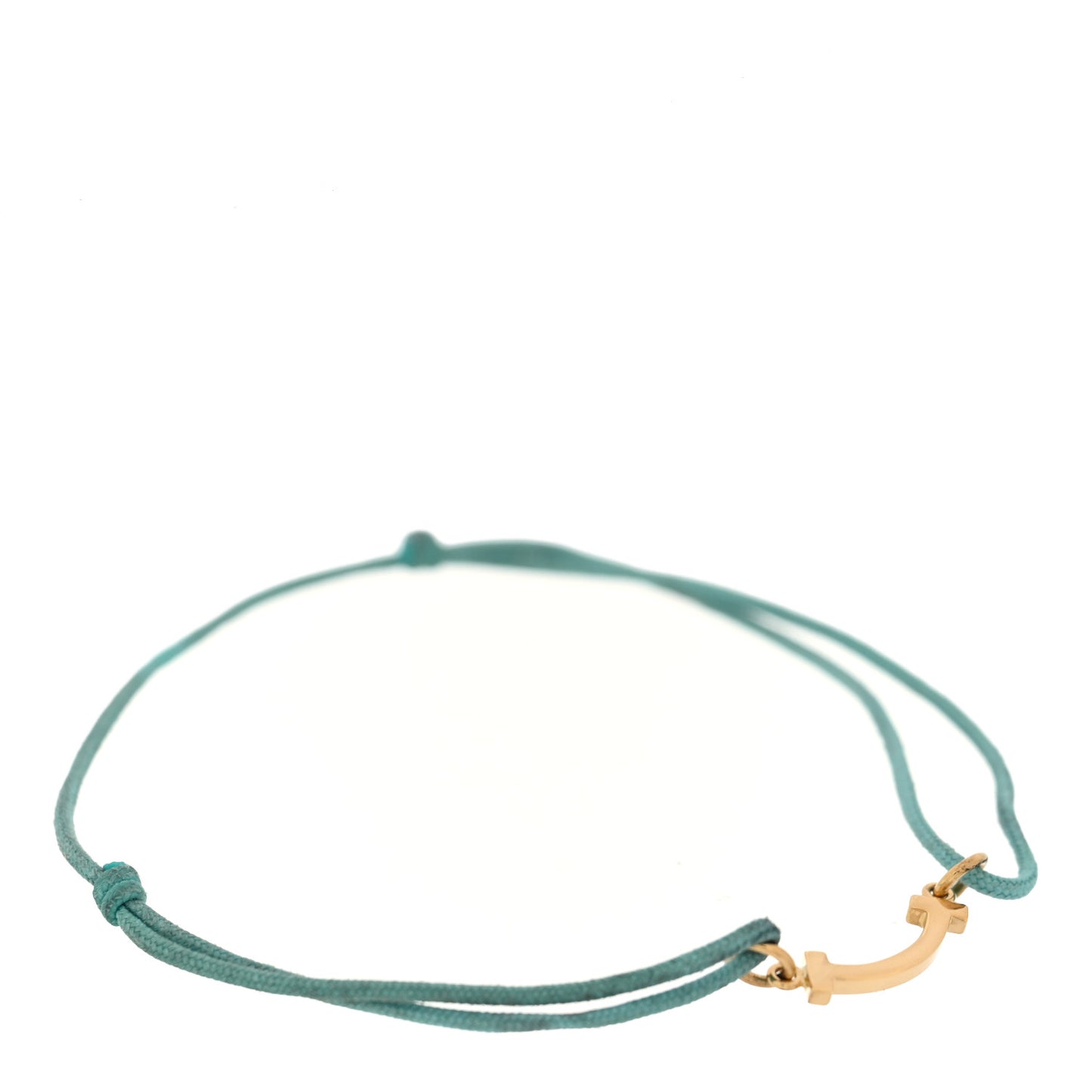 18K Yellow Gold Mini T Smile Cord Bracelet Blue
