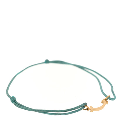 Tiffany 18K Yellow Gold Mini T Smile Cord Bracelet Blue 1 of 4
