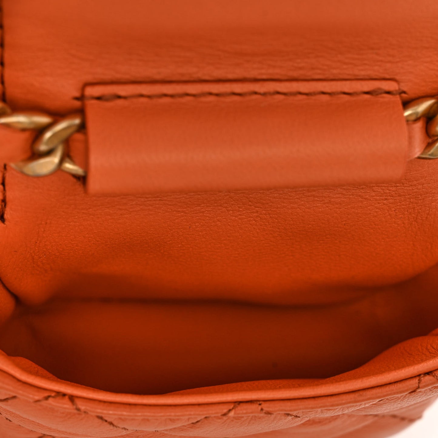 Calfskin Quilted Small CC Chain Bucket Backpack Orange