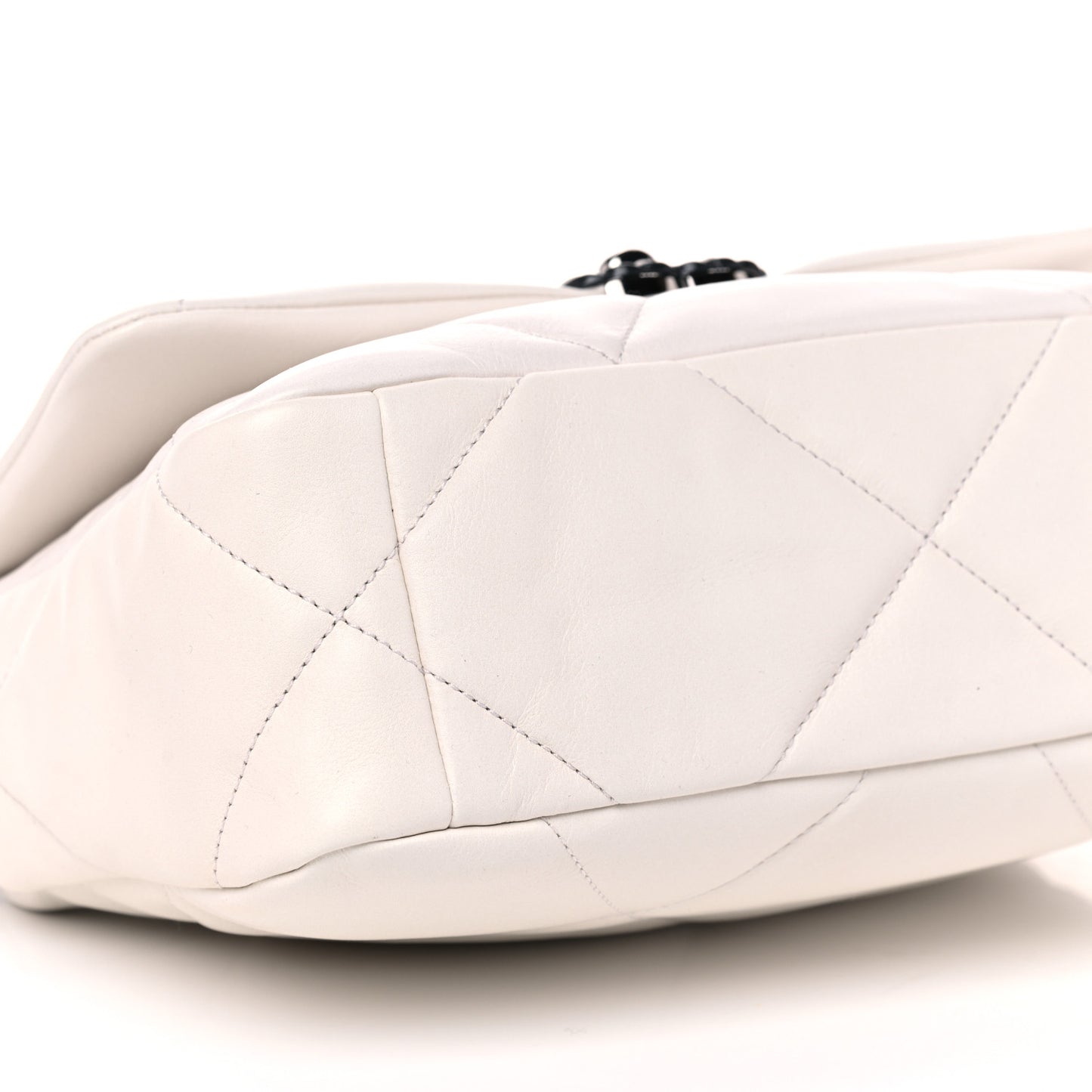 Glossy Calfskin Quilted Medium Chanel 19 Flap White Black