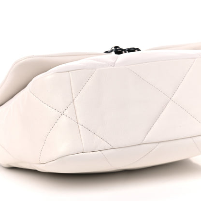 Chanel Glossy Calfskin Quilted Medium Chanel 19 Flap White Black 8 of 10
