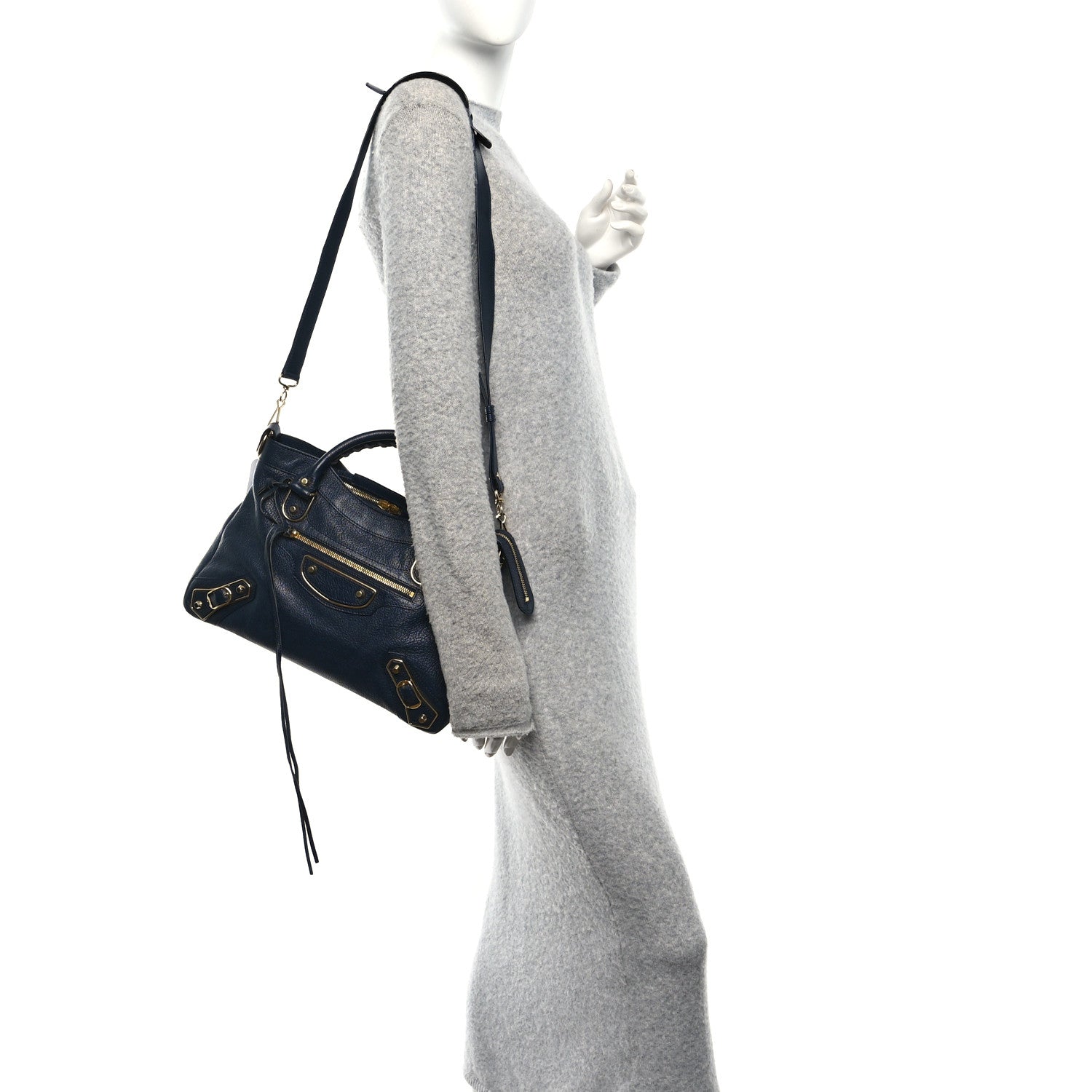 Balenciaga Chevre Gold Metallic Edge Hardware Town Bleu Nuit Dark Sea 2 of 10