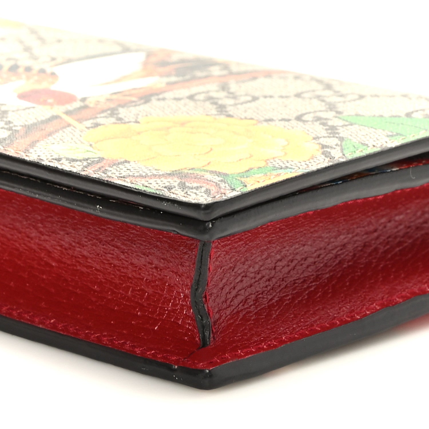 Gucci GG Supreme Monogram Tian Chain Wallet Beige Multicolor Red 8 of 8