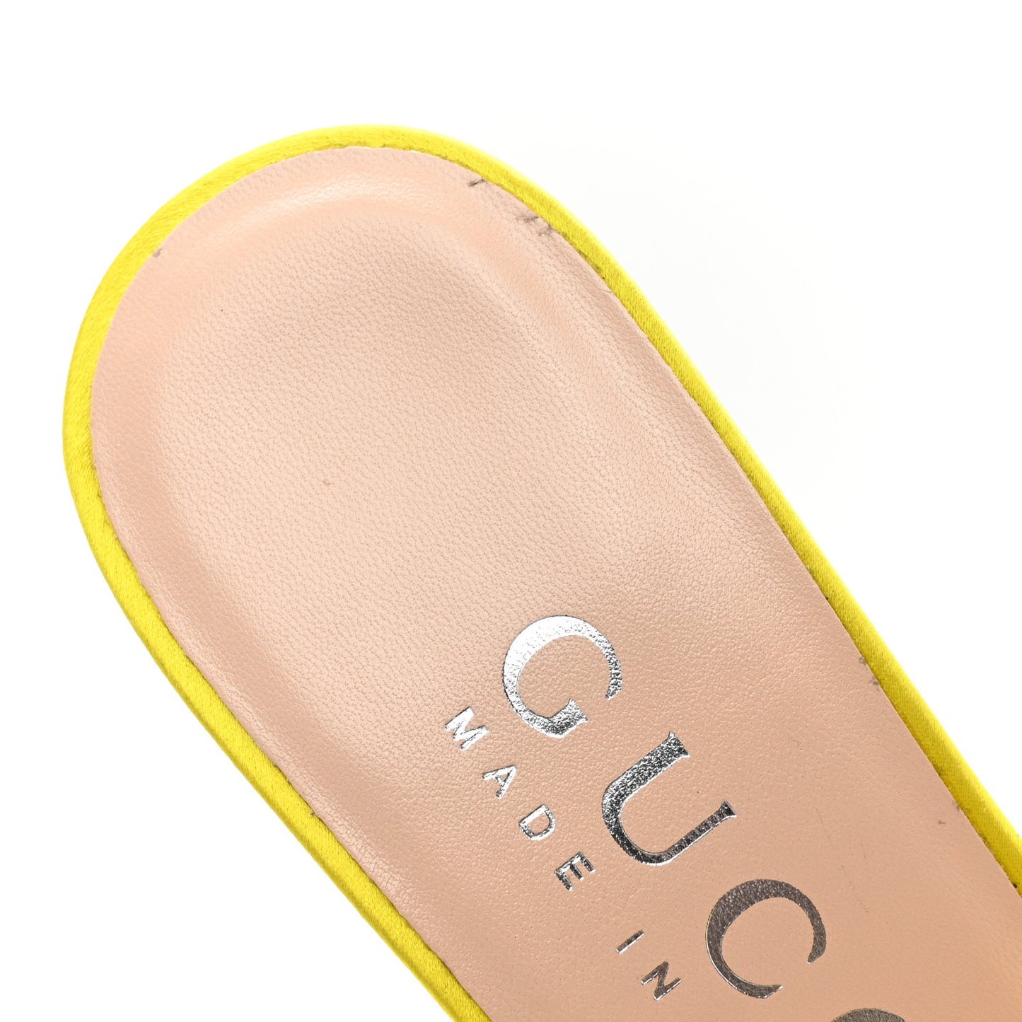 Satin Shawana Flower Sandals 38.5 Shine Yellow