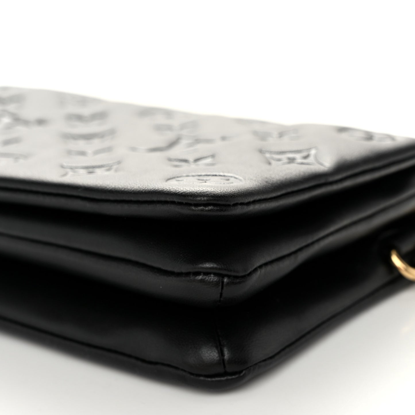 Lambskin Embossed Monogram Pochette Coussin Black