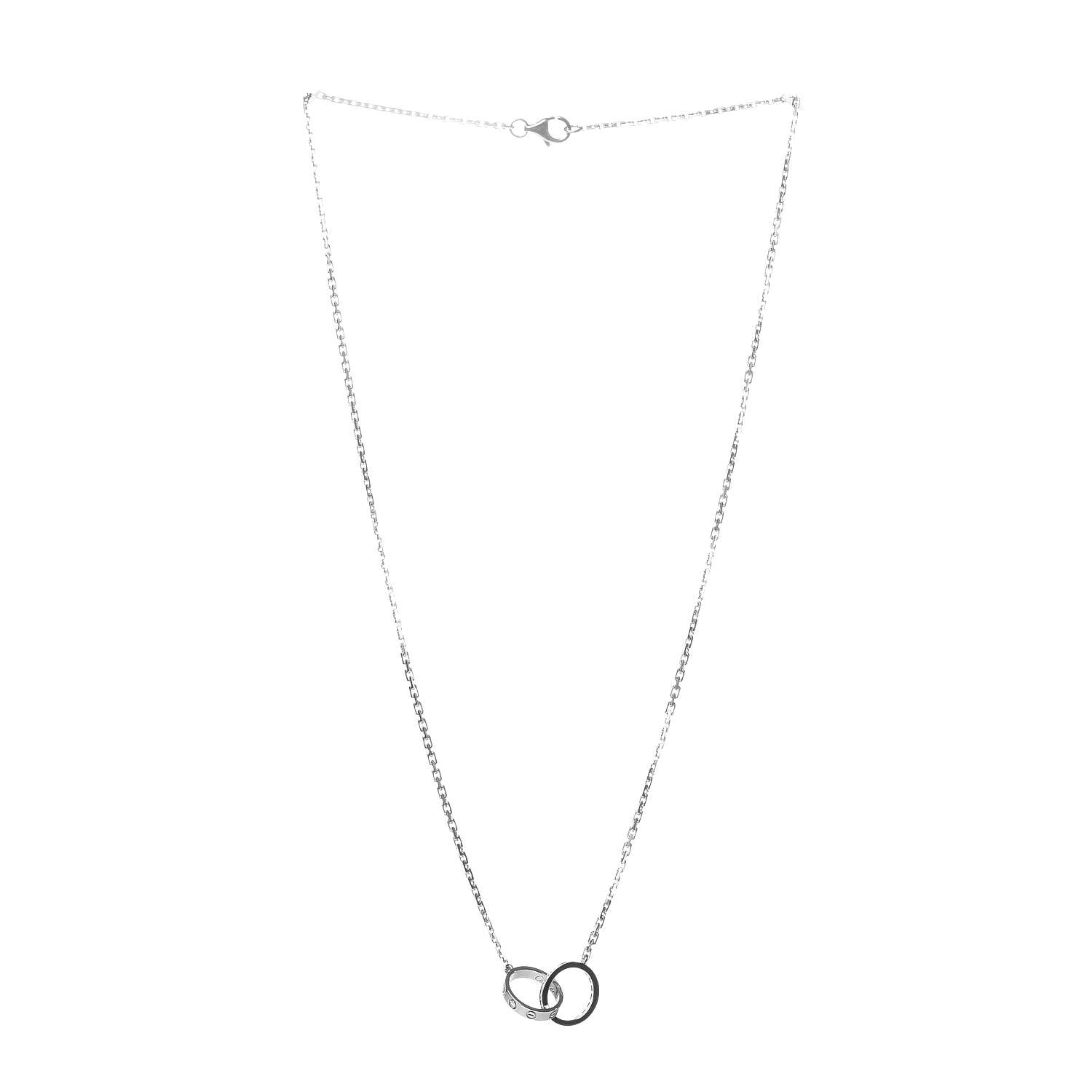 Cartier 18K White Gold Diamond Interlocking LOVE Necklace 3 of 6