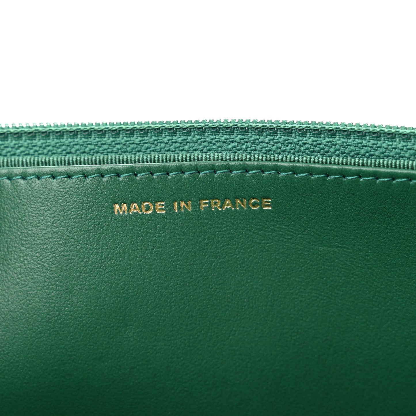 Metallic Caviar Quilted Wallet On Chain WOC Green