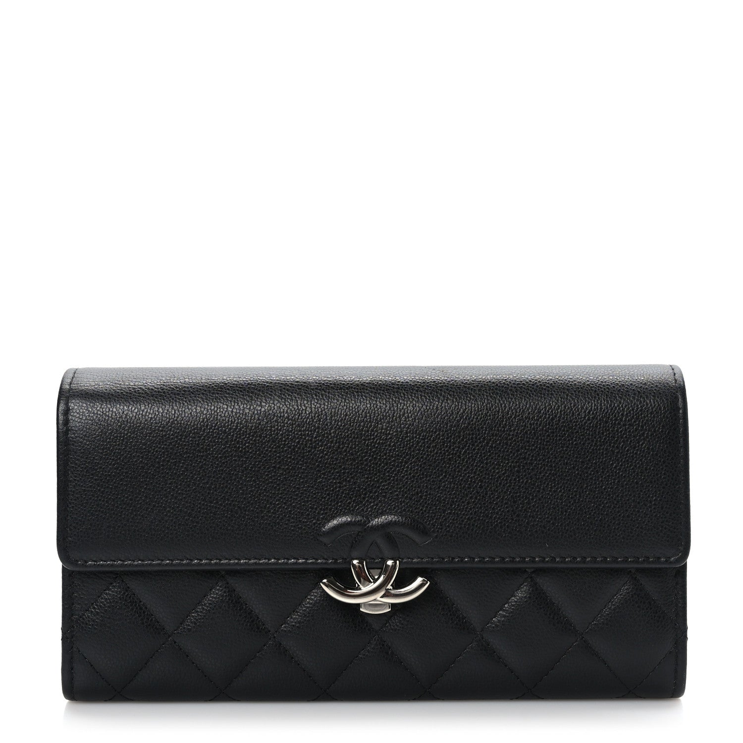 Chanel Grained Calfskin Quilted CC Box Flap Wallet Black 1 of 8