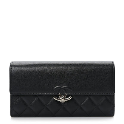 Chanel Grained Calfskin Quilted CC Box Flap Wallet Black 1 of 8