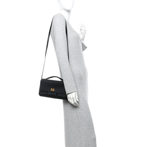 Smooth Calfskin Small Bel Air Clutch On Strap Black Black