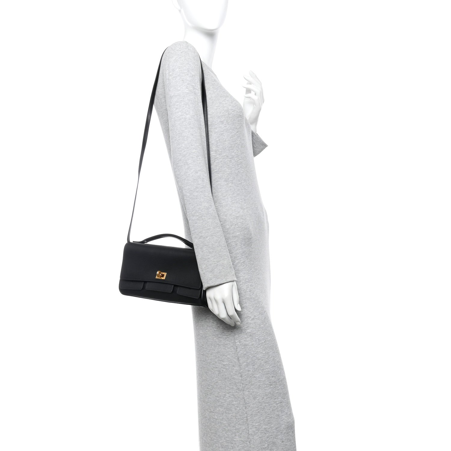 Balenciaga Smooth Calfskin Small Bel Air Clutch On Strap Black Black 2 of 12