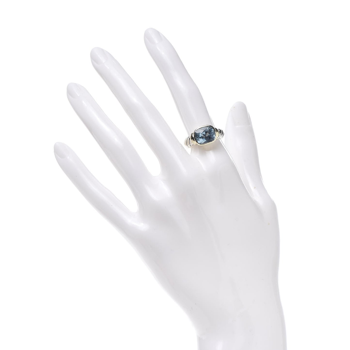 Sterling Silver 14K Yellow Gold Blue Topaz 10mm Noblesse Ring 52 6