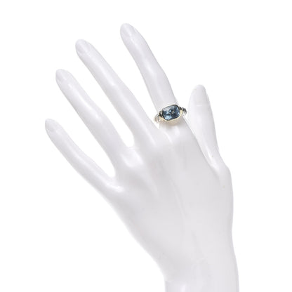 David Yurman Sterling Silver 14K Yellow Gold Blue Topaz 10mm Noblesse Ring 52 6 2 of 5