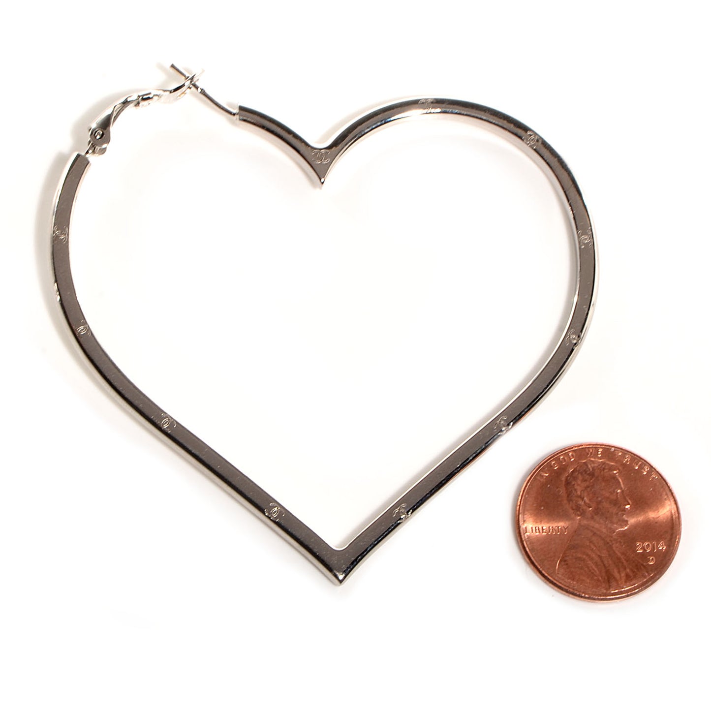 CC Heart Hoop Earrings Silver