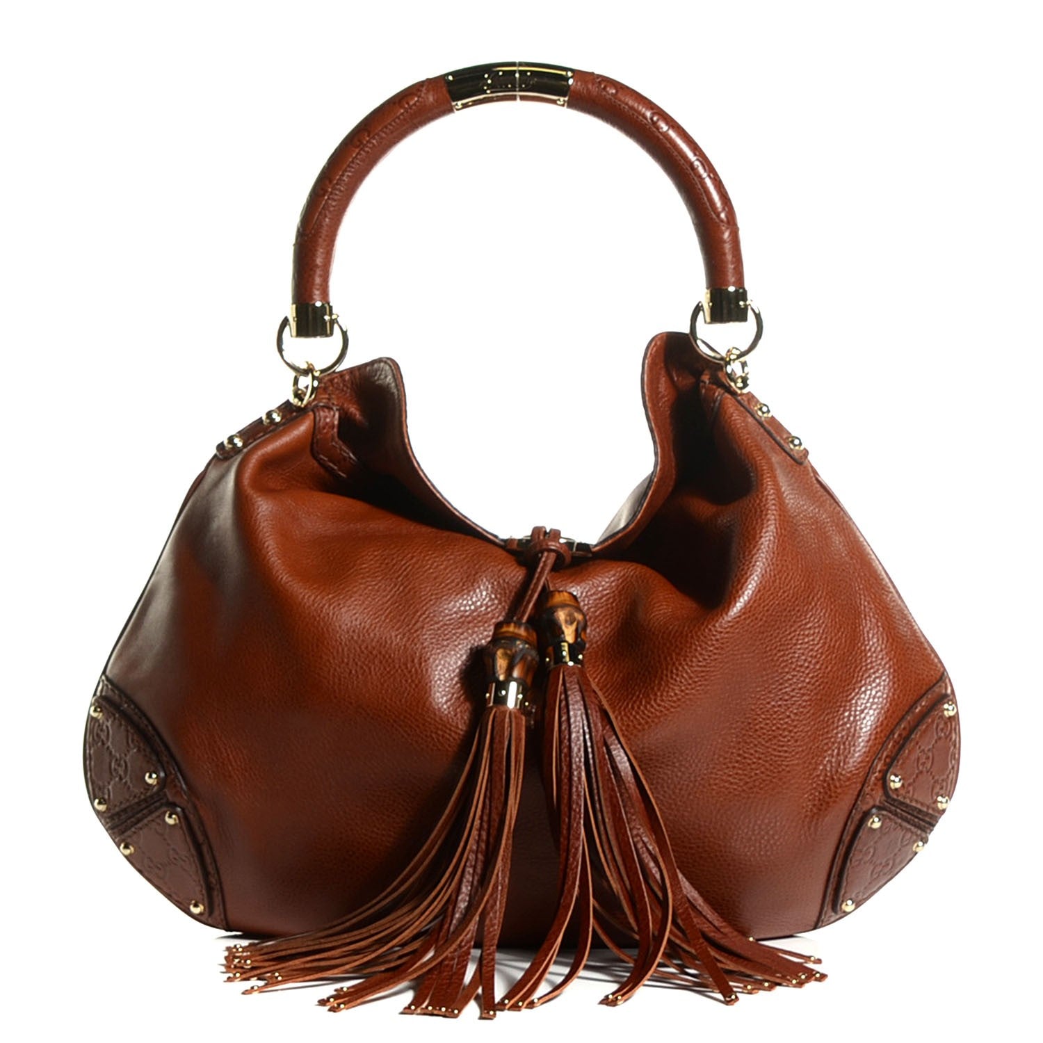 Gucci Calfskin Large Indy Top Handle Hobo Brown 1 of 10
