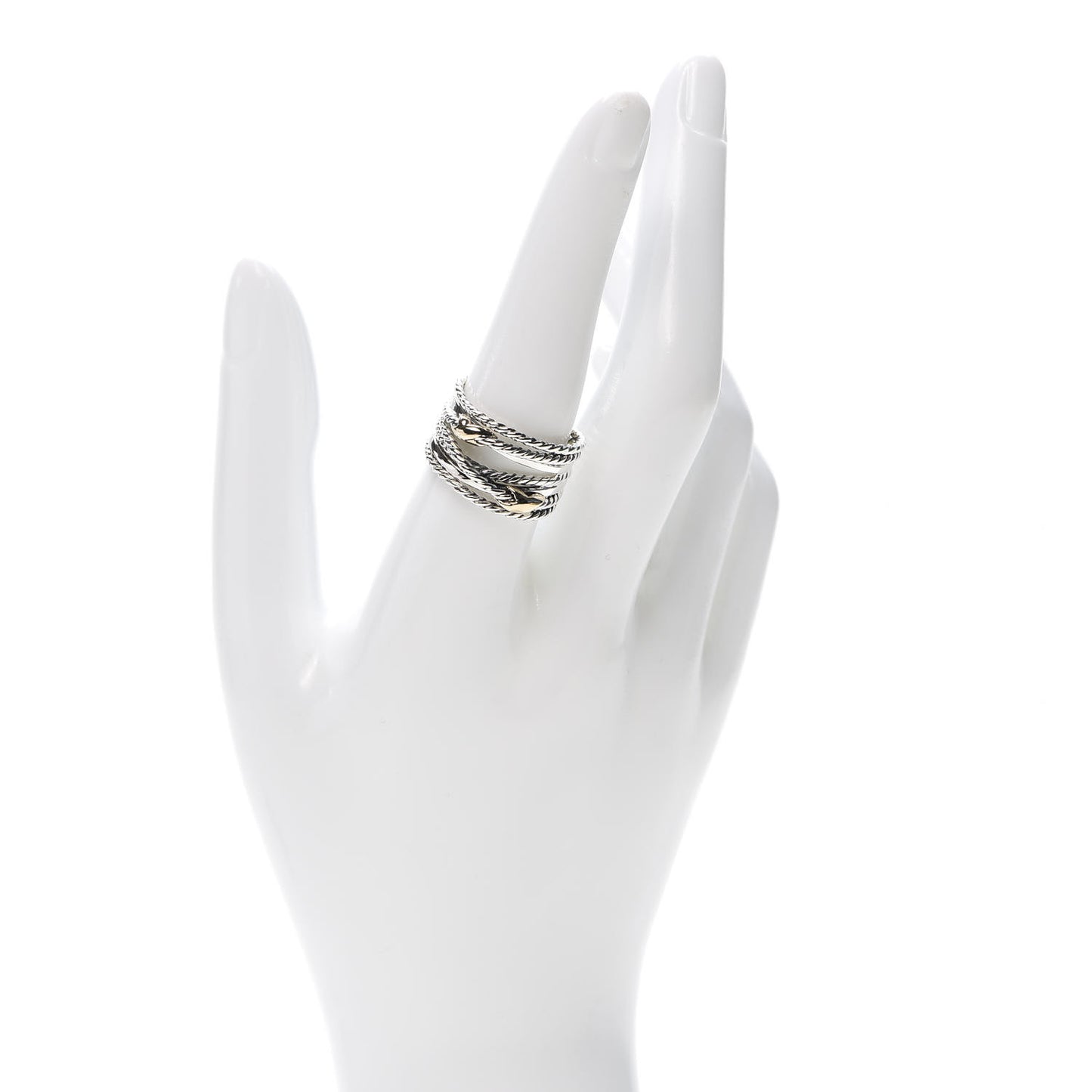 Sterling Silver 18K Yellow Gold Double X Crossover Ring 57 8