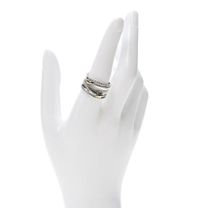 David Yurman Sterling Silver 18K Yellow Gold Double X Crossover Ring 57 8 2 of 4
