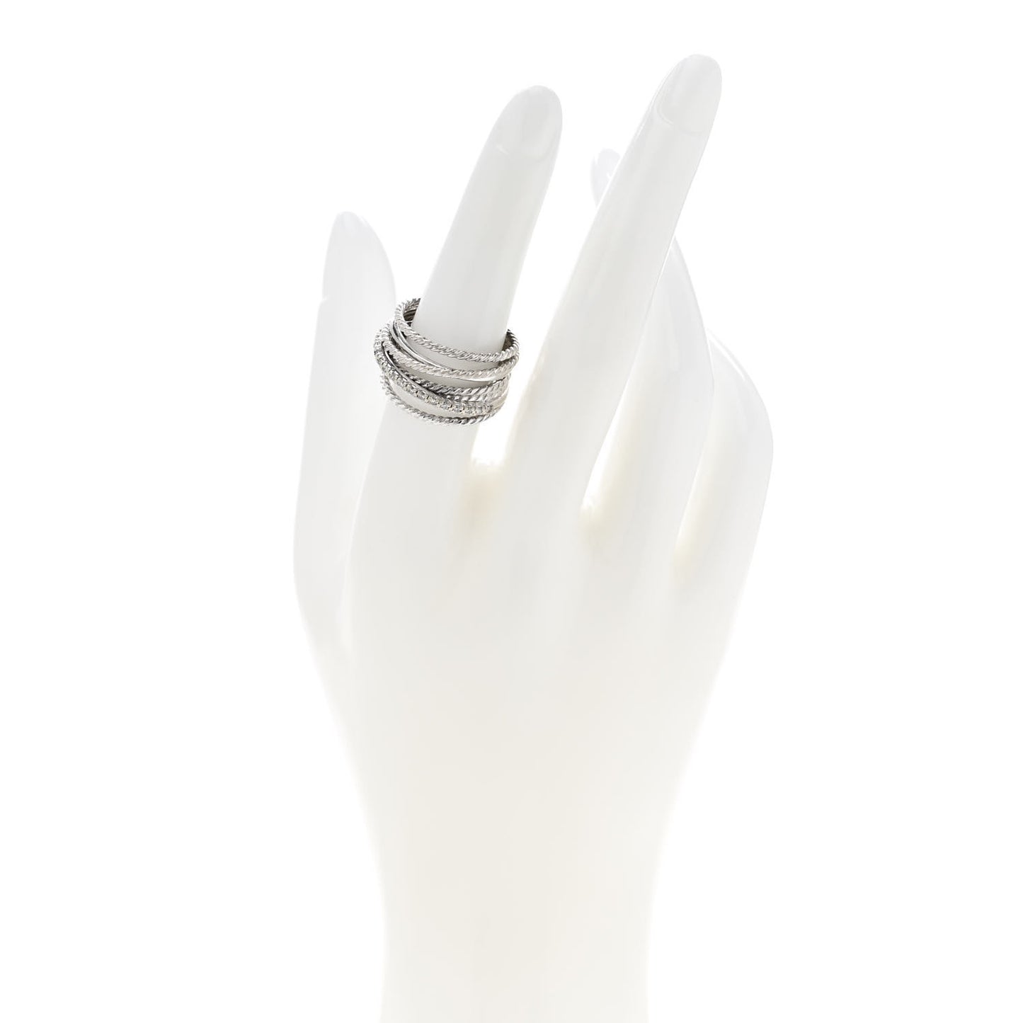 Sterling Silver Diamond 12mm Wide Crossover Cable Ring 54 7