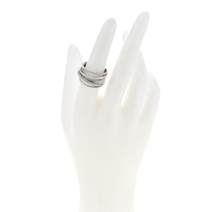 David Yurman Sterling Silver Diamond 12mm Wide Crossover Cable Ring 54 7 2 of 5