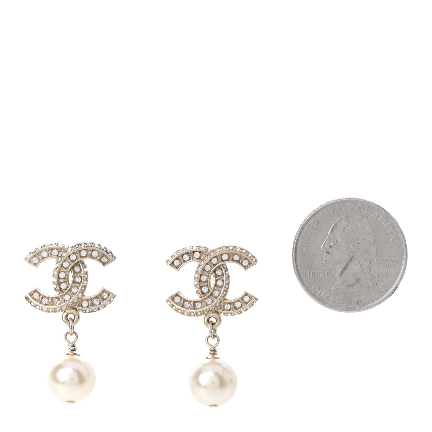 Crystal Textured CC Drop Earrings Gold