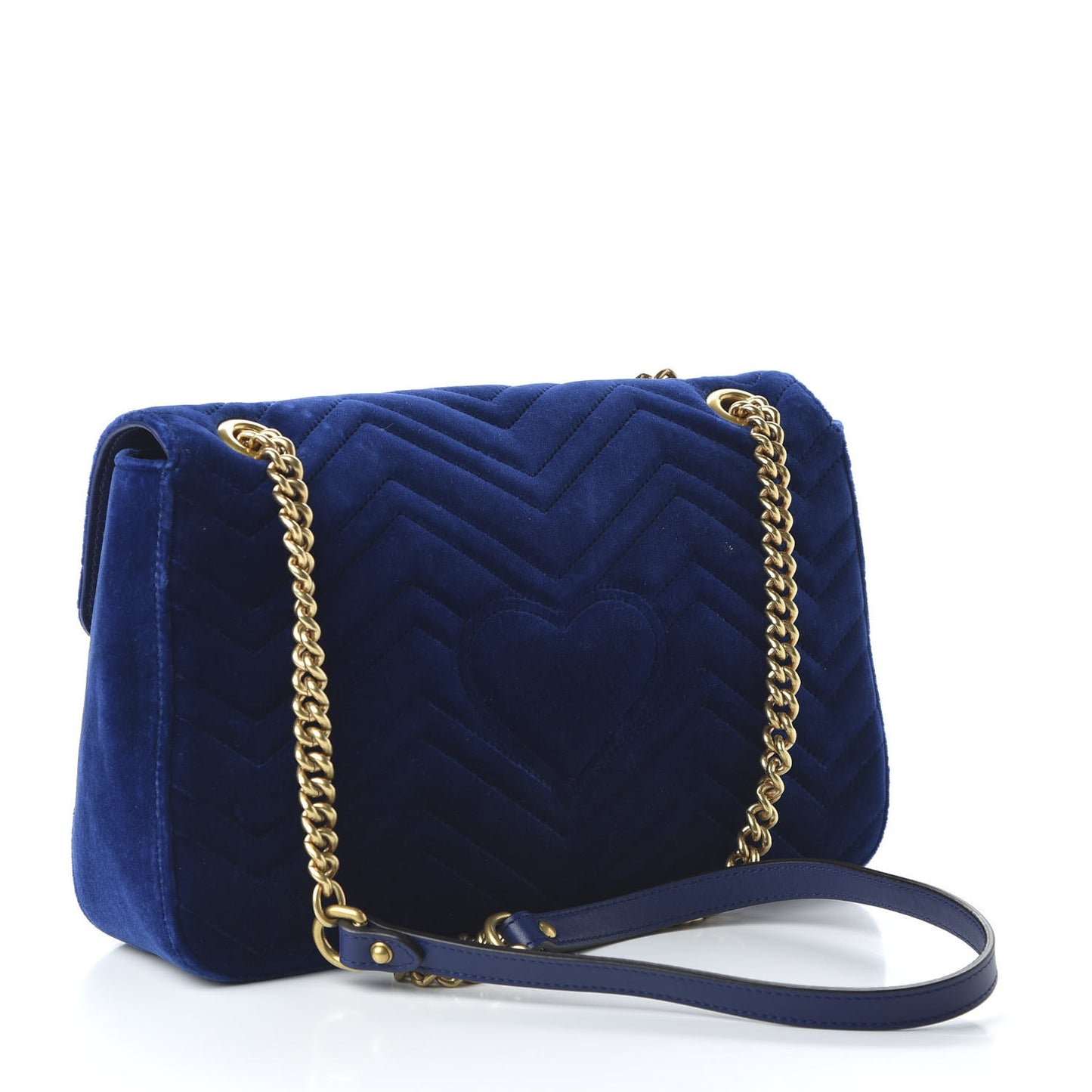 Velvet Matelasse Medium GG Marmont Shoulder Bag Cobalt Blue