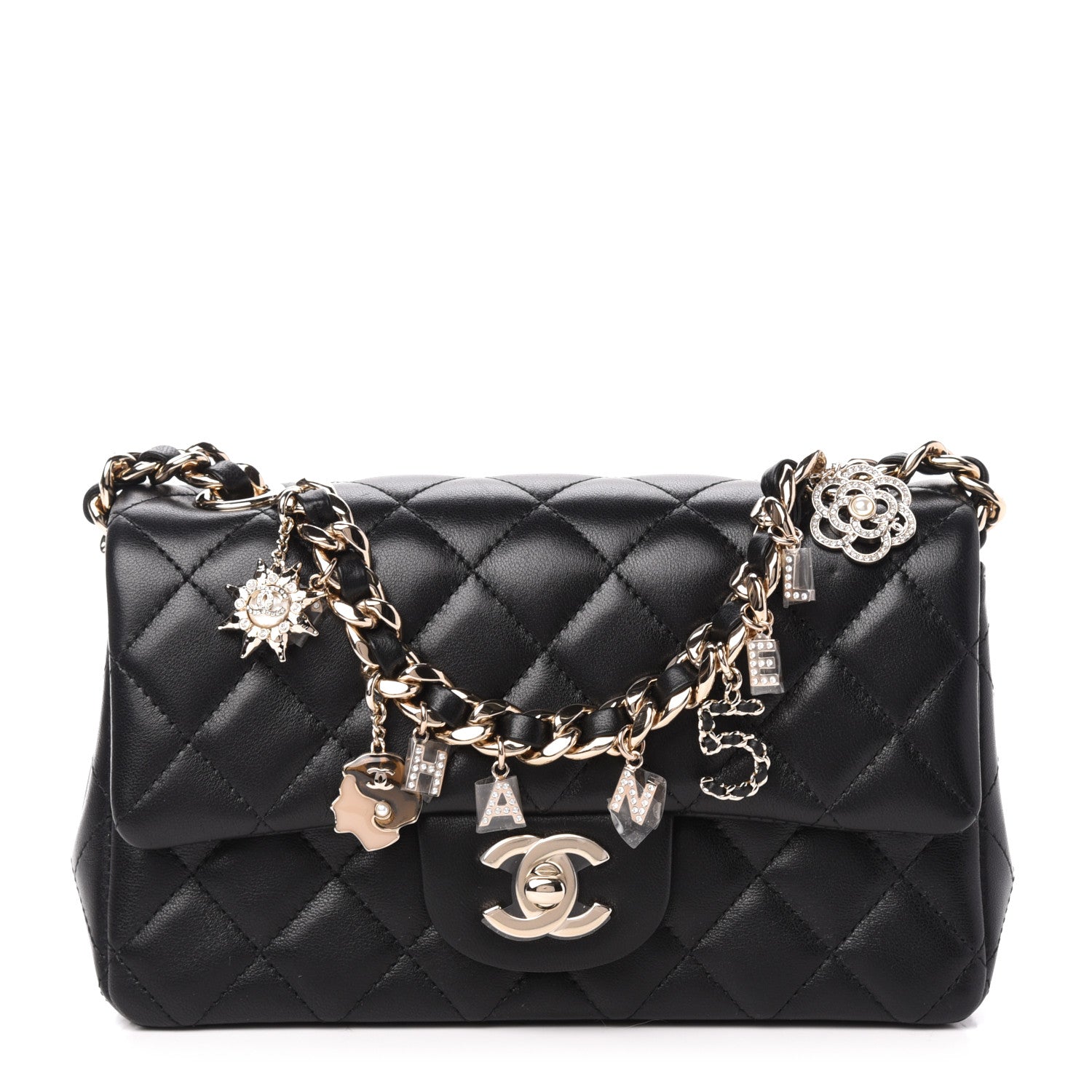 Chanel Lambskin Quilted Mini Coco Charms Rectangular Flap Black 1 of 10