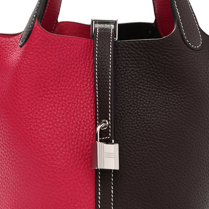 Hermes Taurillon Clemence Casaque Picotin Lock 18 PM Rouge Sellier Framboise 8 of 11