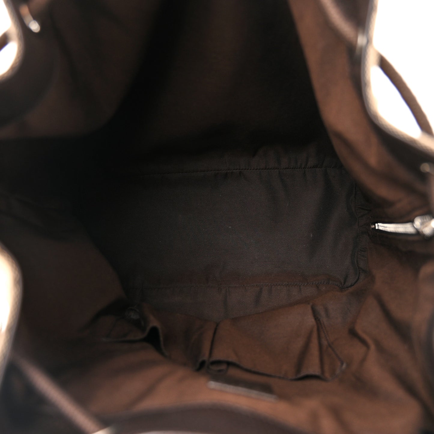 Monogram Dollar Calfskin O Drawstring Backpack Beige Ebony Testa di Moro Dark Chocolate