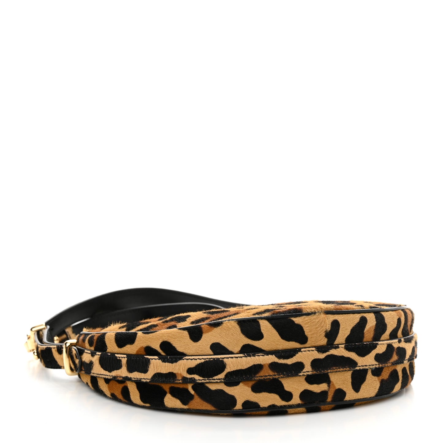 Calf Hair Leopard Print Arque Shoulder Bag Honey