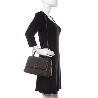 Chanel Caviar Lizard Quilted Small Coco Handle Flap Dark Grey 2 of 11