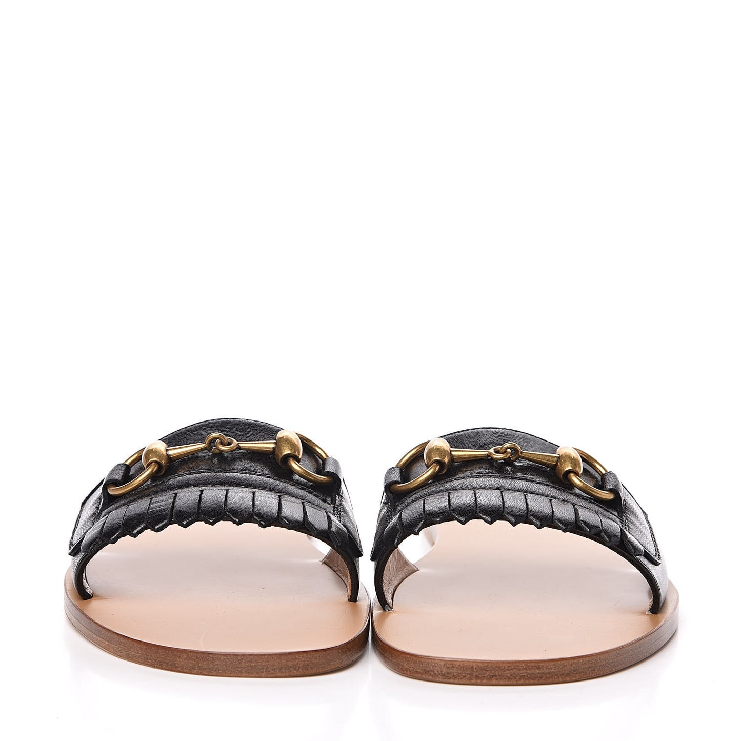 Malaga Kid Fringe Horsebit Slide Sandals 37.5 Black