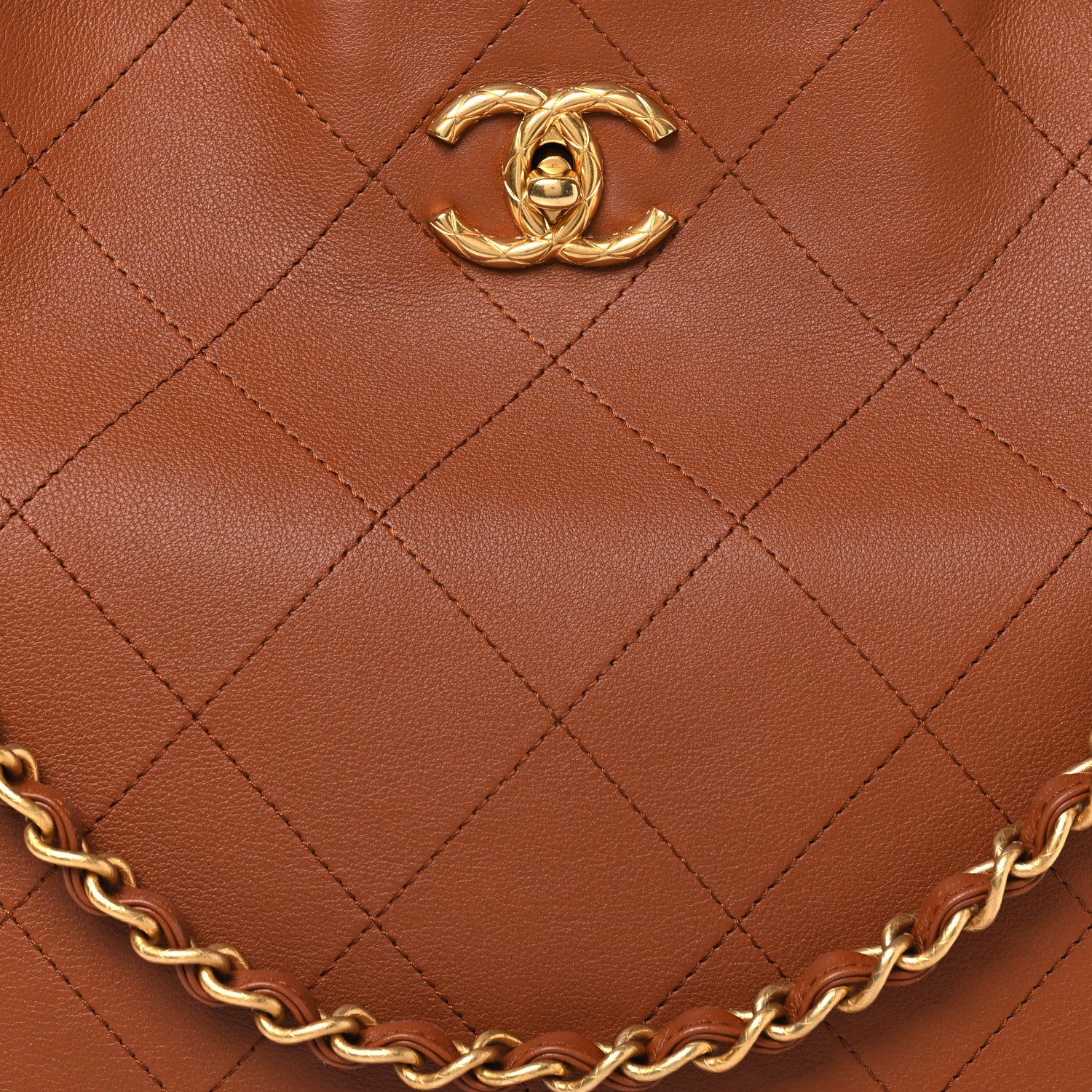 Chanel Calfskin Quilted Braided Handle Chain Hobo Brown 8 of 10