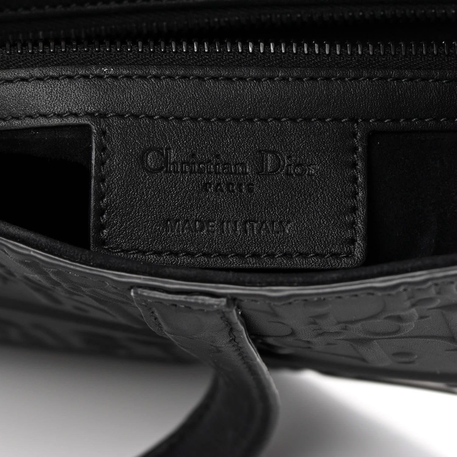 Christian Dior Calfskin Embossed Oblique Saddle Bag With Strap Black 6 of 12
