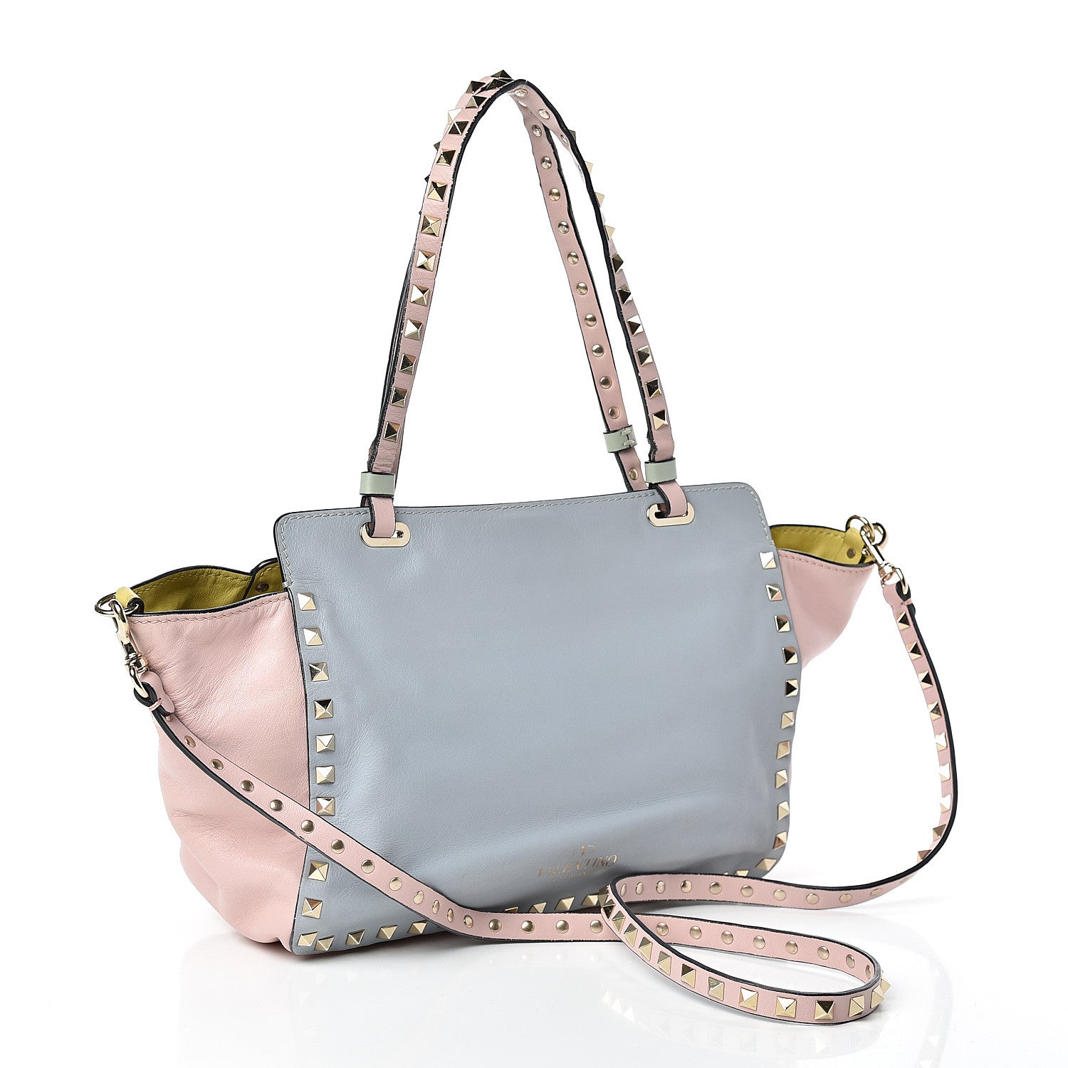 Valentino Garavani Vitello Watercolor Small Rockstud Tote Rose Green Yellow Sky 3 of 15