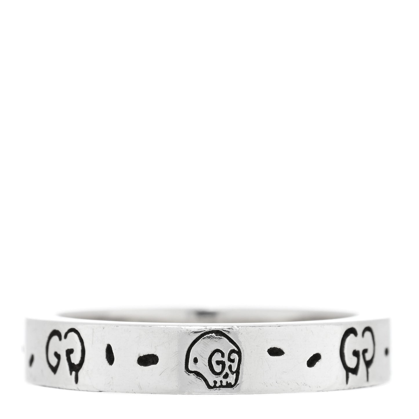 Sterling Silver 4mm GucciGhost Hamlet Skull Narrow Ring 56 7.5