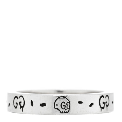Gucci Sterling Silver 4mm GucciGhost Hamlet Skull Narrow Ring 56 7.5 1 of 5