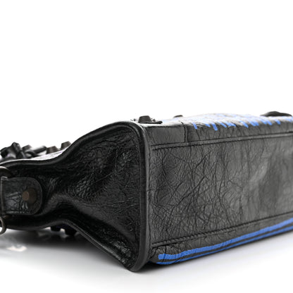Balenciaga Agneau Arena Graffiti All Over Classic Hardware Mini City Black Bleu Violet 8 of 9
