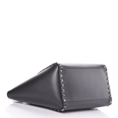 Valentino Garavani Vitello Small Rockstud Double Handle Tote Black 5 of 14