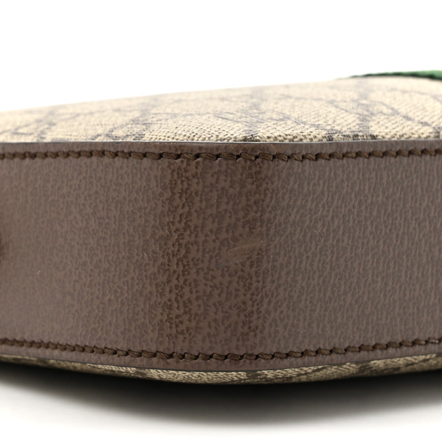 GG Supreme Monogram Textured Dollar Calfskin Web Ophidia Wristlet Shoulder Bag Beige Ebony New Acero