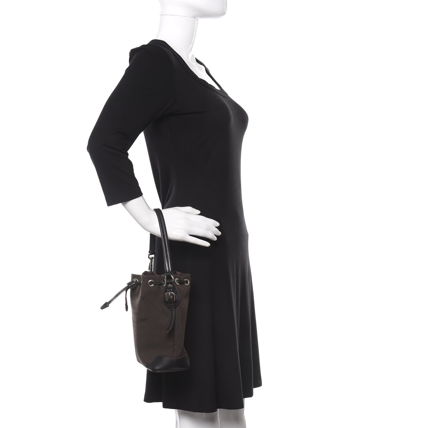 Prada Jacquard Logo Bucket Bag Brown 2 of 9