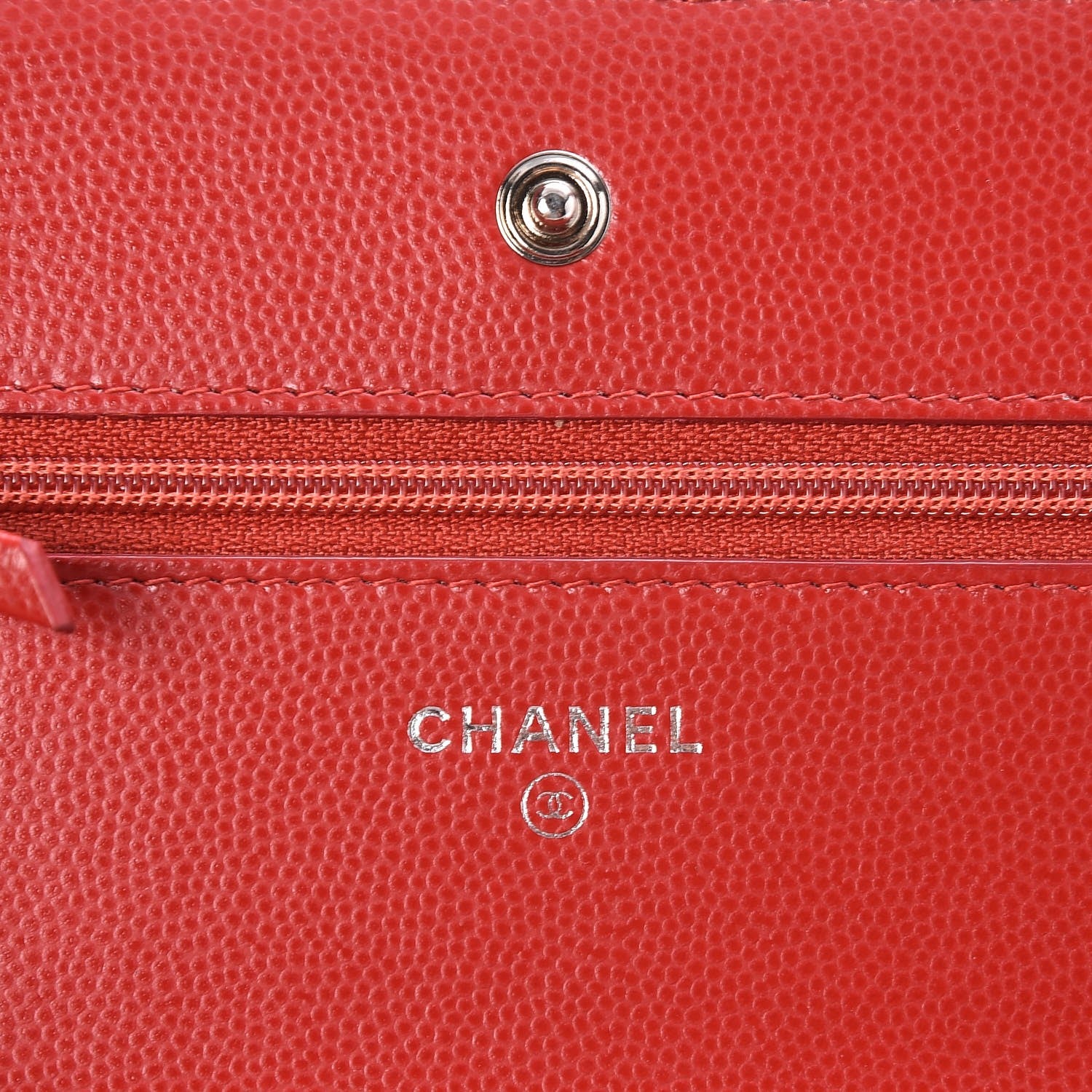 Chanel Caviar Chevron Quilted Wallet On Chain WOC Red 6 of 7