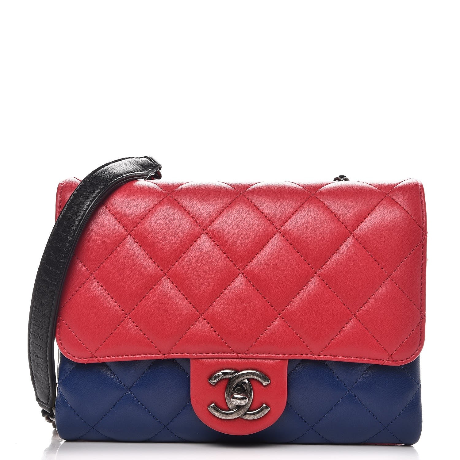 Chanel Lambskin Quilted Tri-color Crossbody Bag Dark Pink 1 of 9