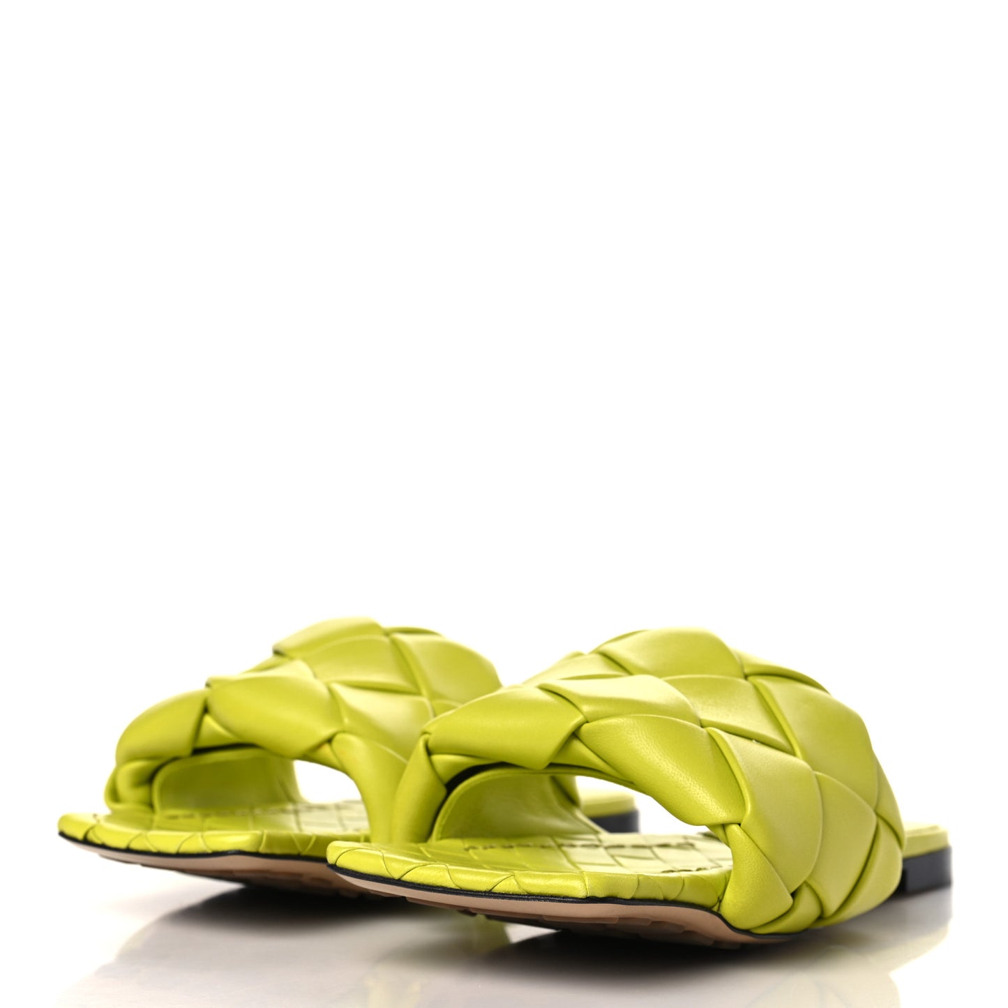 Nappa Maxi Intrecciato Lido Flat Sandals 37.5 Kiwi