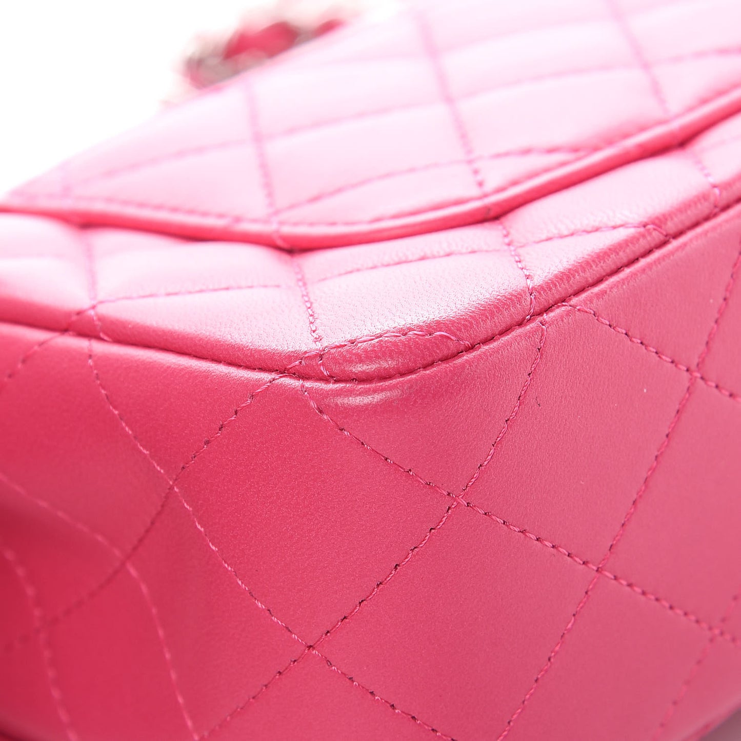 Lambskin Quilted Mini Rectangular Flap Dark Pink