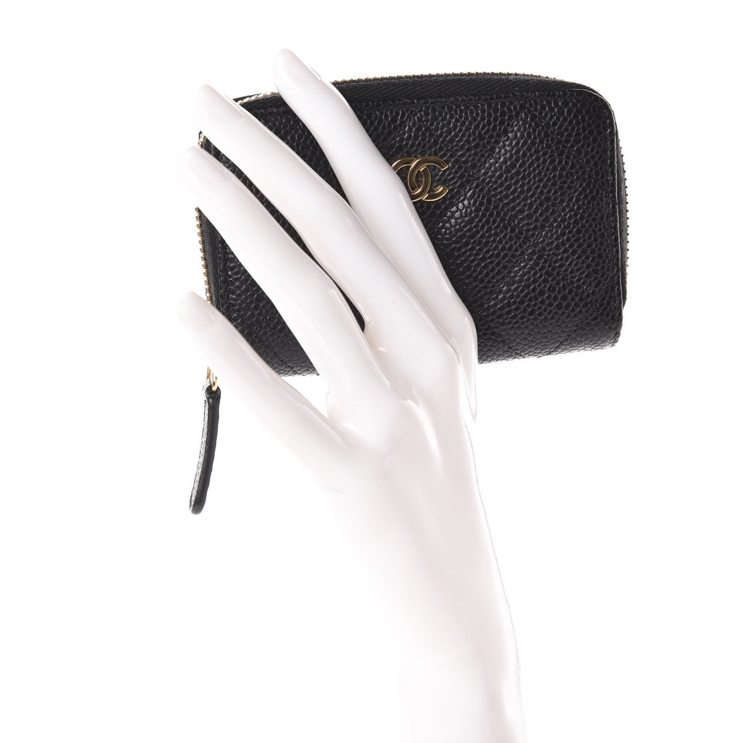 Caviar Quilted Zip Coin Purse Black